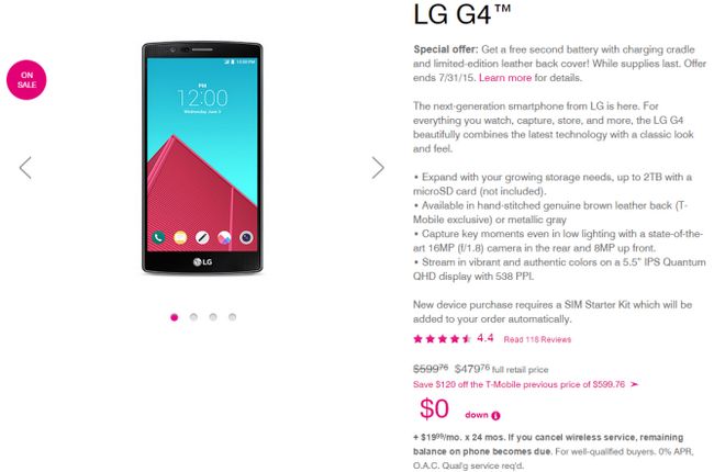 Fotografía - [Offre Alerte] T-Mobile vend le LG G4 Pour 480 $, en baisse de 600 $ (20% de réduction)